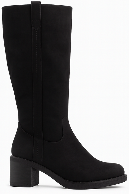 CZARNE ZAMSZOWE KOZAKI NA ZAMEK DAMSKIE SŁUPEK MISTRA 1