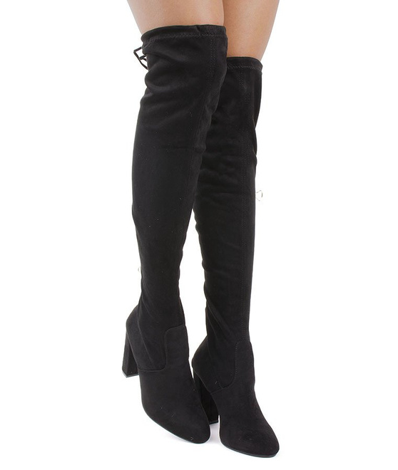 CZARNE ZAMSZOWE KOZAKI ZA KOLANO RAMONA 5