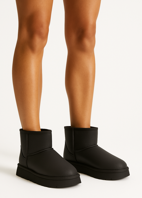 CZARNE OCIEPLANE ŚNIEGOWCE BOTKI NA PLATFORMIE EKO SKÓRA 6