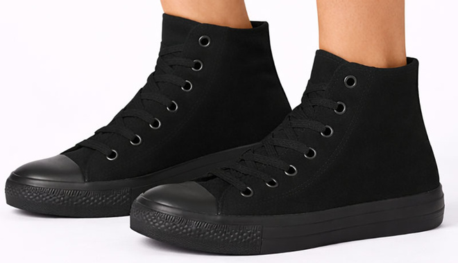 KLASYCZNE CZARNE WYSOKIE TRAMPKI TENISÓWKI SZNUROWANE 4