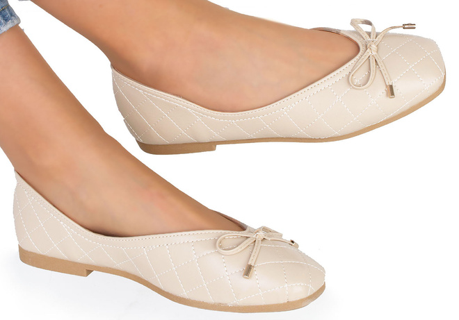 BEŻOWE WYGODNE DAMSKIE BALERINKI KLASYCZNE ARISANA 2