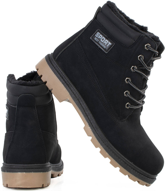 CZARNE TRAPERY BOTKI MĘSKIE SZNUROWANE 2