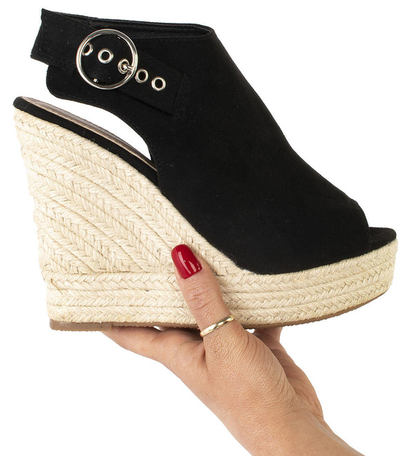 CZARNE SANDAŁY ESPADRYLE NA KOTURNIE BARIS 2
