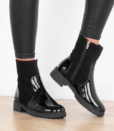 BOTKI CZARNE SKÓRZANE SZTYBLETY KLASYCZNE OCIEPLANE