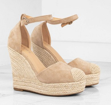 BEŻOWE SANDAŁY NA KOTURNIE ESPADRYLE NINES