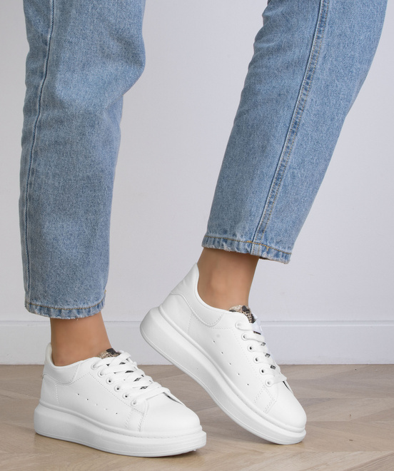 DAMSKIE BIAŁE SNEAKERSY TRAMPKI SKÓRZANE DARCIA