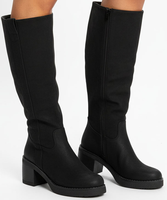 CZARNE ZAMSZOWE KOZAKI NA ZAMEK DAMSKIE SŁUPEK MISTRA 2