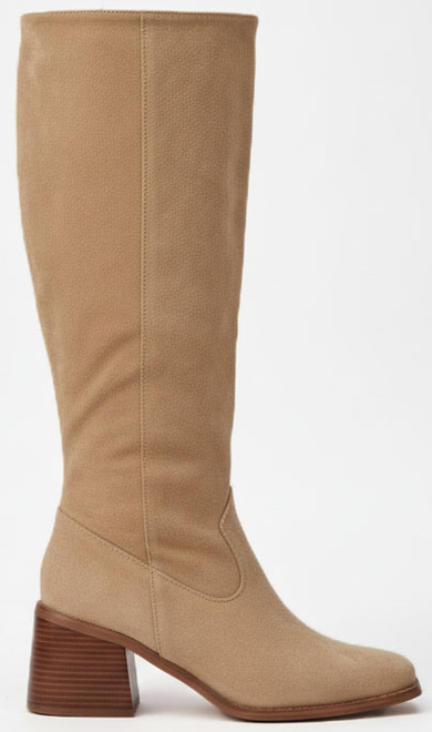 DAMSKIE KHAKI BEŻOWE WYSOKIE KOZAKI ZAMSZOWE NA SŁUPKU ANITA 1