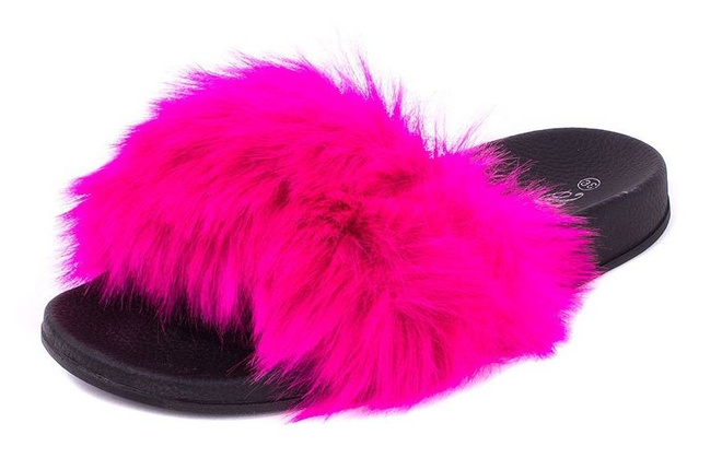  KLAPKI Z DŁUGIM FUTERKIEM FUKSJA FURLY 4