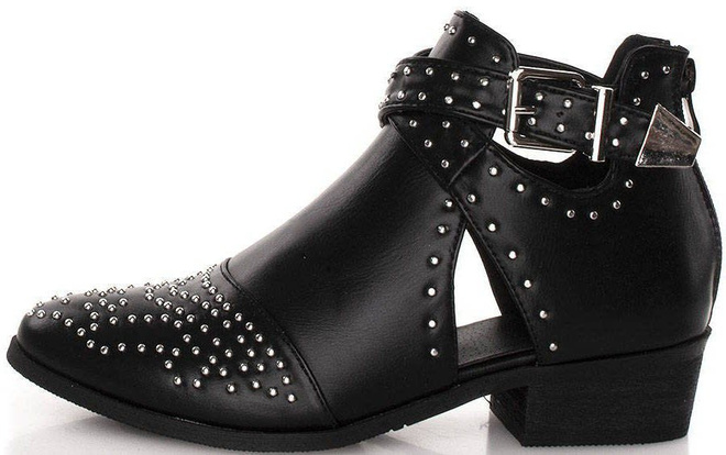 CZARNE SKÓRZANE BOTKI Z WYCIĘCIAMI DIREN 4