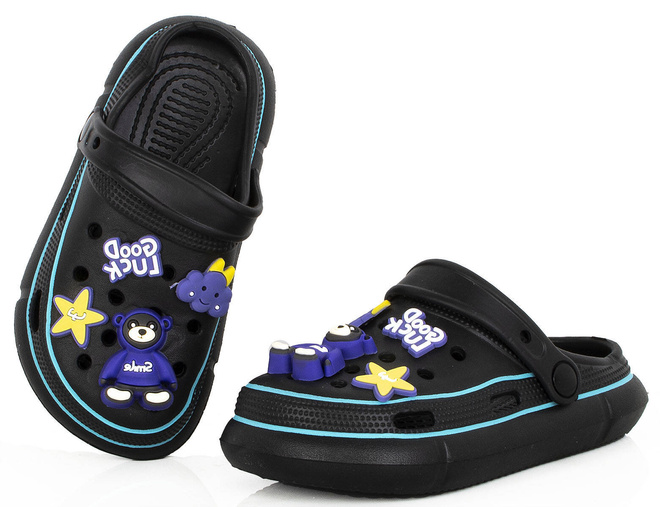 CZARNE KLAPKI DZIECIĘCE WSUWANE  4