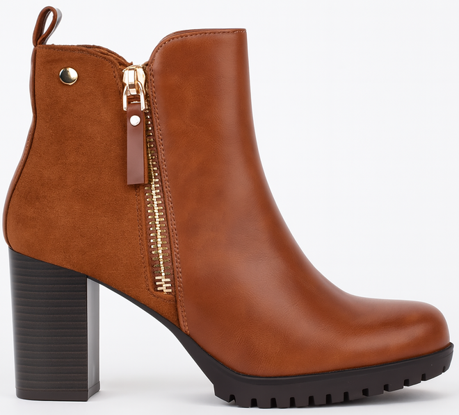 CAMEL DAMSKIE BOTKI NA SŁUPKU SKÓRZANE NA ZAMEK FUFI 1