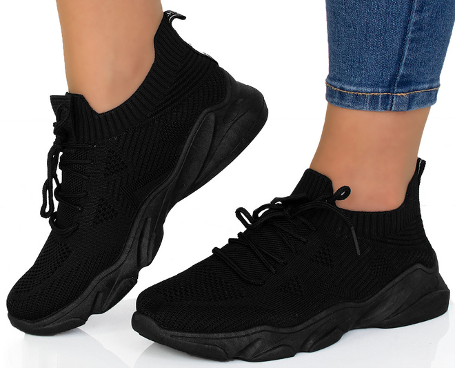 DAMSKIE CZARNE BUTY LEKKIE SNEAKERSY ELODIE 4
