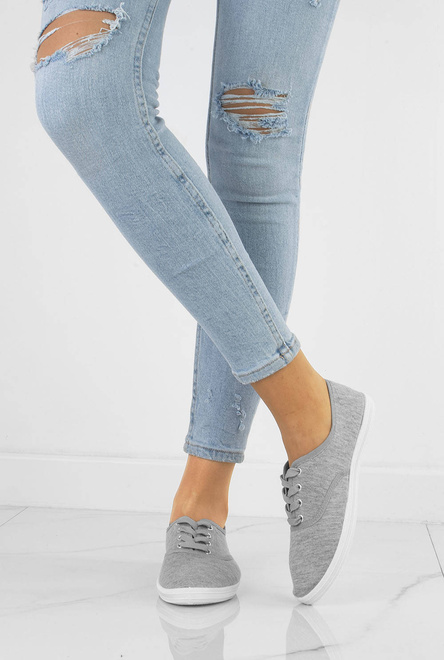 SZARE TENISÓWKI WYKROJONE TRAMPKI 7