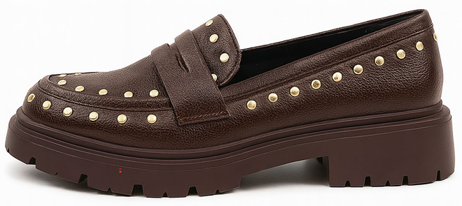 DAMSKIE BRĄZOWE PÓŁBUTY MOKASYNY Z DŻETAMI EBELINA 3