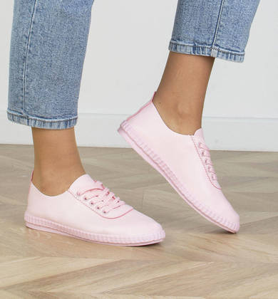 RÓŻOWE SKÓRZANE TRAMPKI TENISÓWKI RILES