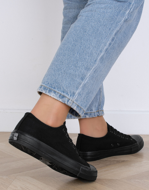 DAMSKIE KLASYCZNE CZARNE TRAMPKI TENISÓWKI 6