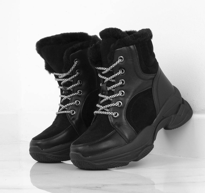 CZARNE DAMSKIE BOTKI OCIEPLANE AKIVA 5
