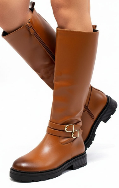 CAMEL DAMSKIE  KOZAKI SKÓRZANE OCIEPLANE ZAMEK VLOKIA 2