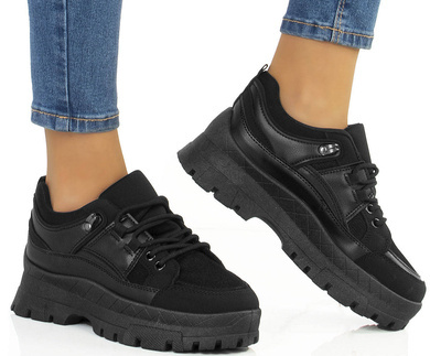 CZARNE SNEAKERSY GRUBA PODESZWA OPAL