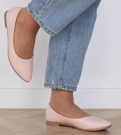 BEŻOWE WYGODNE DAMSKIE BALERINKI KLASYCZNE BONY