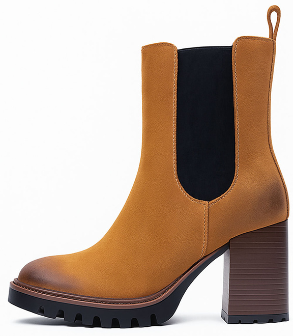 BRĄZOWE ZAMSZOWE BOTKI SZTYBLETY KLASYCZNE NA SŁUPKU JUVIRA 3