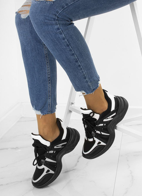 CZARNE SNEAKERSY NA GRUBEJ PODESZWIE OLINES 2