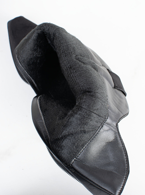 CZARNE ZAMSZOWE WYSOKIE KOWBOJKI BOTKI OBCAS ERANI