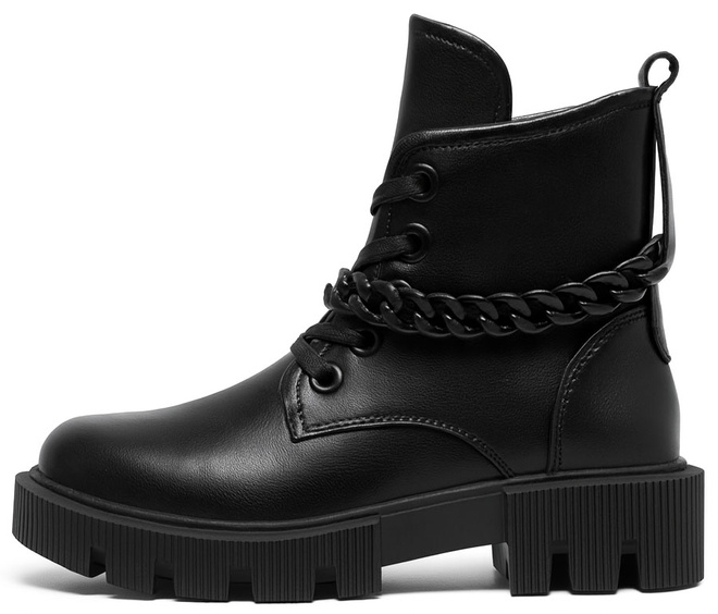 CZARNE SKÓRZANE BOTKI DAMSKIE OCIEPLANE TRAPERY GLANY 3