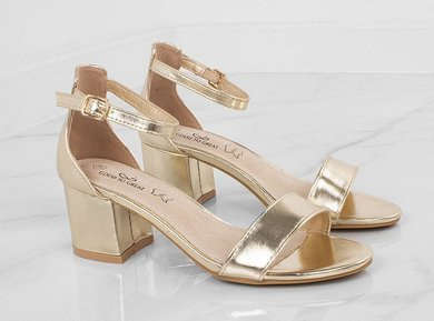 ZŁOTE SKÓRZANE SANDAŁY NA SŁUPKU JONAS