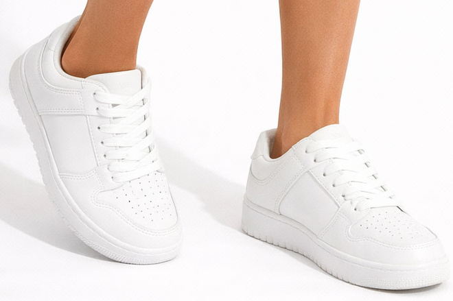 DAMSKIE BIAŁE SNEAKERSY TRAMPKI SKÓRZANE SZNUROWANE 2