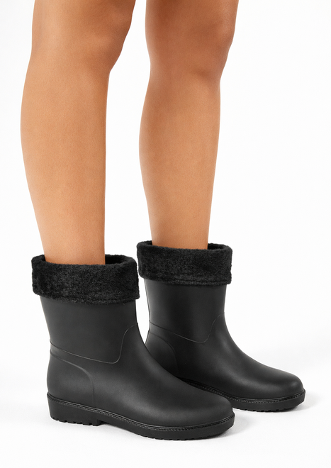 CZARNE WYSOKIE MATOWE KALOSZE OCIEPLANE BOTKI WSUWANE 9