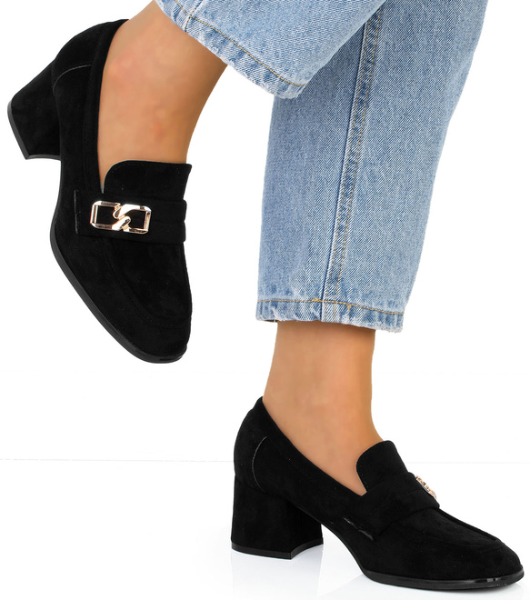 CZARNE PÓŁBUTY MOKASYNY ZAMSZOWE KLASYCZNE HAYLE 2