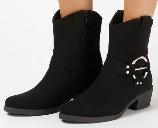 CZARNE ZAMSZOWE KOZAKI KOWBOJKI NA SŁUPKU CIRA 4