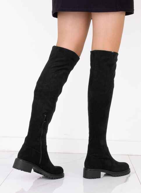 CZARNE ZAMSZOWE KOZAKI KLASYCZNE ZA KOLANO OCIEPLANE NORAH 7