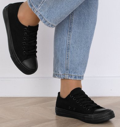 DAMSKIE KLASYCZNE CZARNE TRAMPKI TENISÓWKI