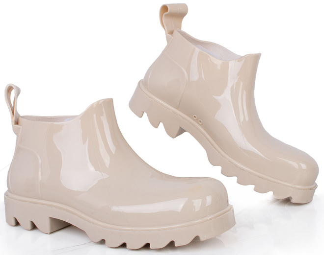 BEŻOWE DAMSKIE KRÓTKIE KALOSZE LAKIEROWANE WINSLOW 2