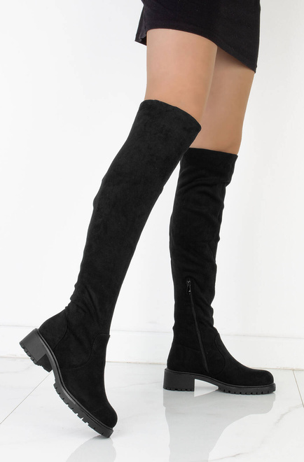 CZARNE ZAMSZOWE KOZAKI KLASYCZNE ZA KOLANO OCIEPLANE NORAH 6