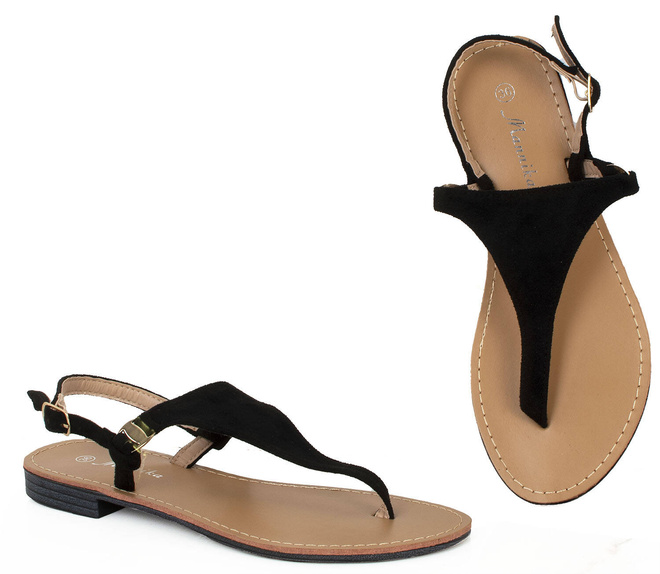 KLAPKI CZARNE ZAMSZOWE JAPONKI DAMSKIE ABBY 2