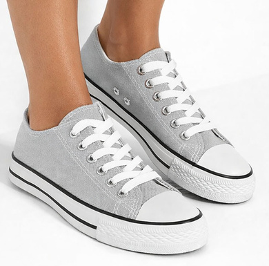 SZARE KLASYCZNE NISKIE TRAMPKI TENISÓWKI SZNUROWANE