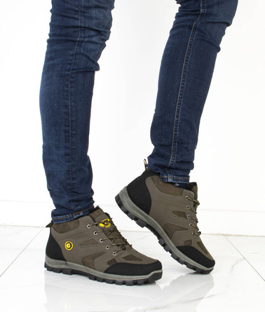 ZIELONE MĘSKIE OCIEPLANE BUTY TREKKINGOWE