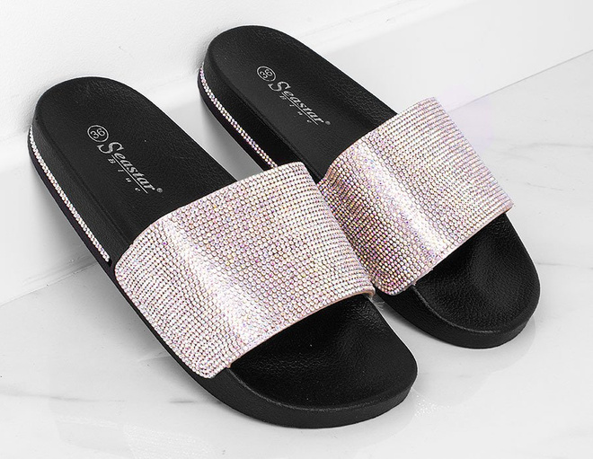 CZARNE GUMOWE KLAPKI Z CYRKONIAMI KATIS 3