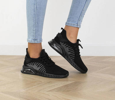 CZARNE BUTY SPORTOWE SNEAKERSY FOXY