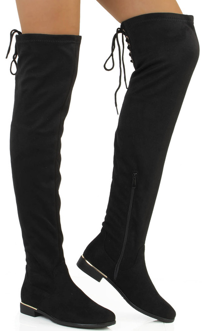 CZARNE ZAMSZOWE KOZAKI ZA KOLANO LILLY 4