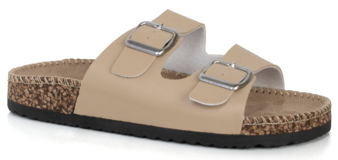 DAMSKIE BEŻOWE SKÓRZANE KLAPKI WSUWANE ELEGANCKIE LALET 1