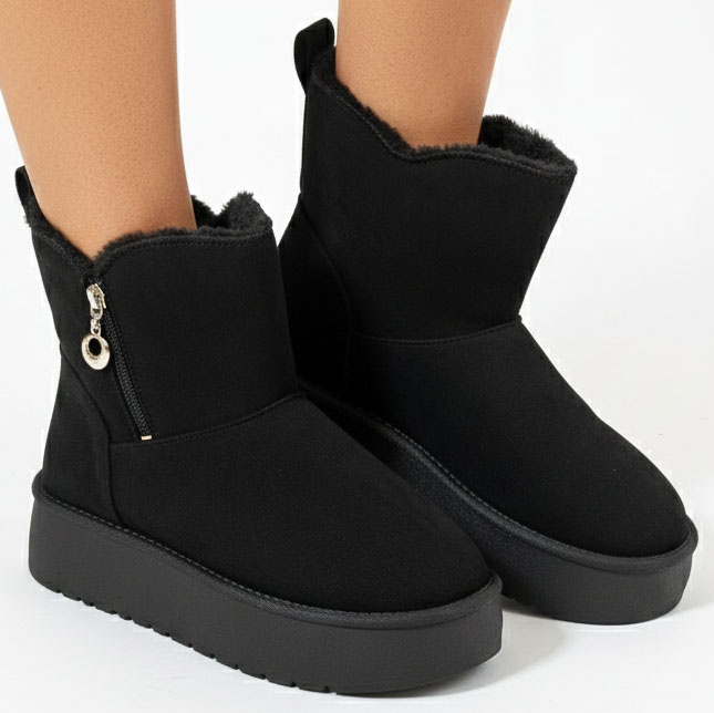 CZARNE OCIEPLANE ŚNIEGOWCE BOTKI NA PLATFORMIE ELDIRA 2