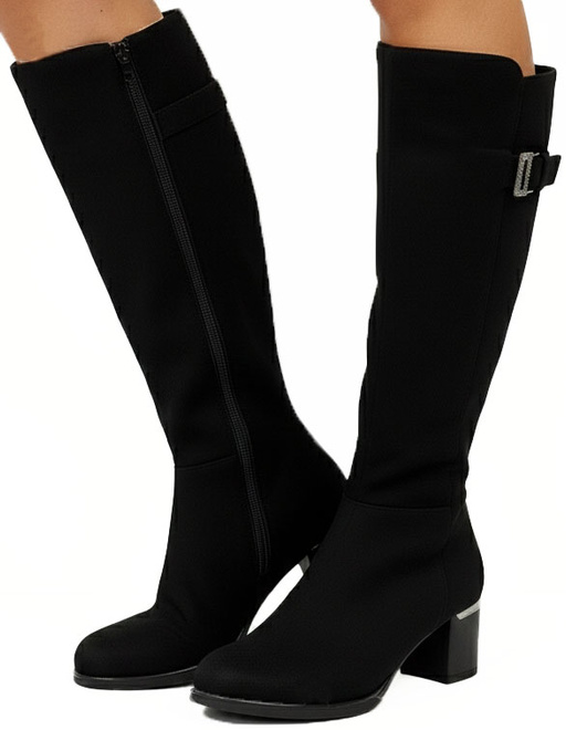 CZARNE ZAMSZOWE KOZAKI NA ZAMEK DAMSKIE SŁUPEK 3