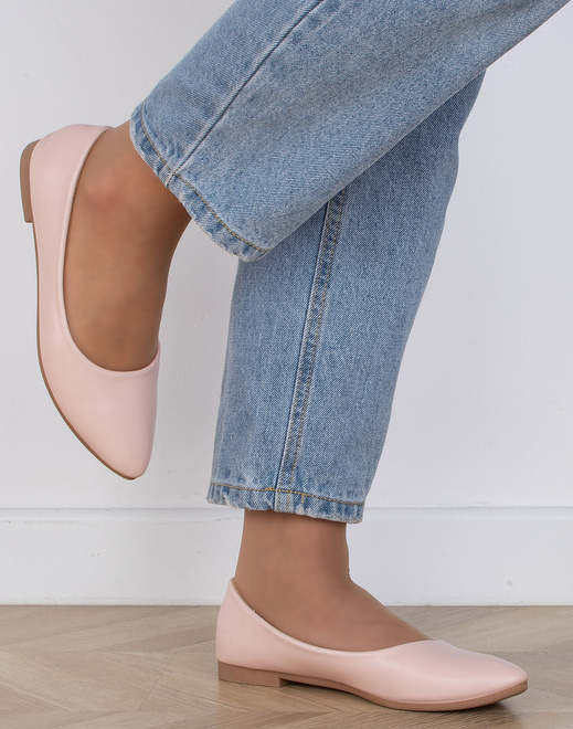 BEŻOWE WYGODNE DAMSKIE BALERINKI KLASYCZNE BONY