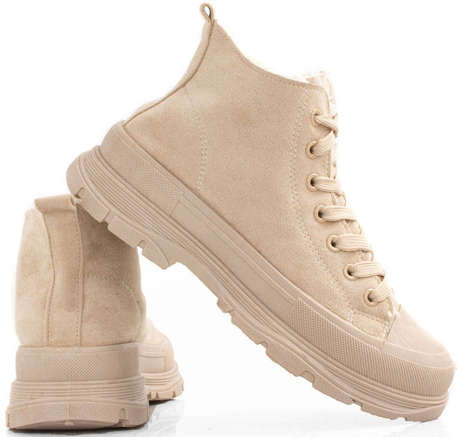 BEŻOWE WYSOKIE OCIEPLANE TRAMPKI HARIS 3