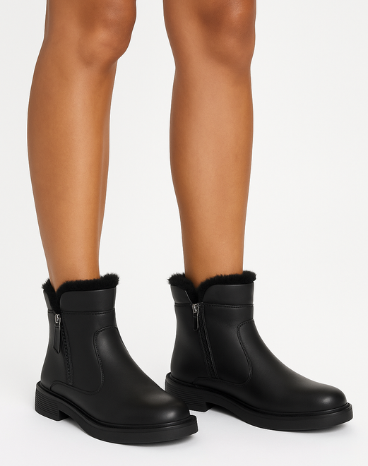 CZARNE DAMSKIE OCIEPLANE BOTKI ŚNIEGOWCE KLASYCZNE NOVIA 2